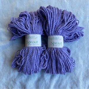 Lot of 2 Classic Elite Yarns purple Sprout 100% organic cotton 100g yarn skeins